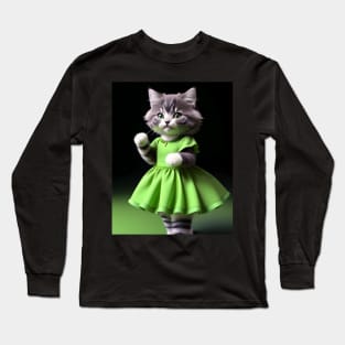 Dancing cat - Modern digital art Long Sleeve T-Shirt